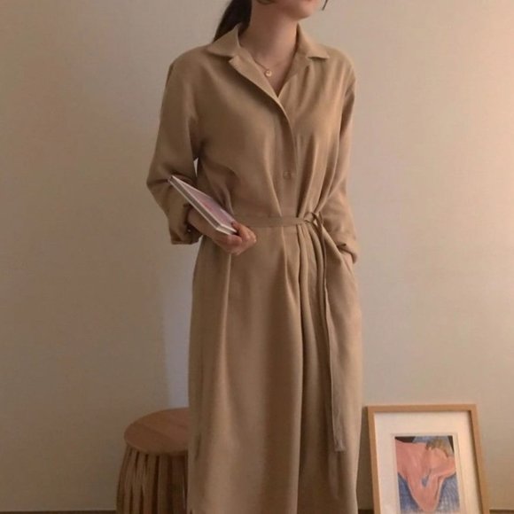 Pink Midi Shirt Dress - Picture 3 of 5